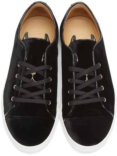 Shop Charlotte Olympia Black Velvet Purrrfect Sneakers In 001 Black