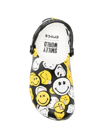 Crocs Smiley Classic K Patterned Slippers In Black