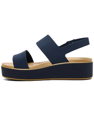 Crocs Brooklyn Low Wedge Matte Wrap Sandal In Blue