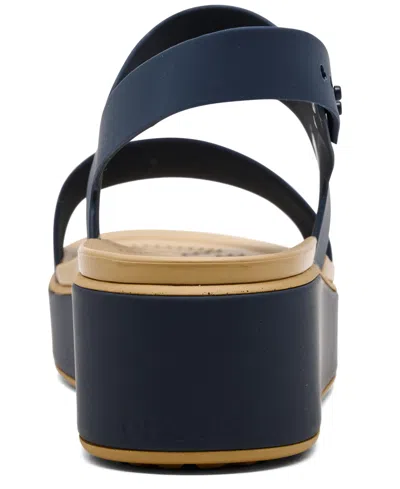 Crocs Brooklyn Low Wedge Matte Wrap Sandal In Blue