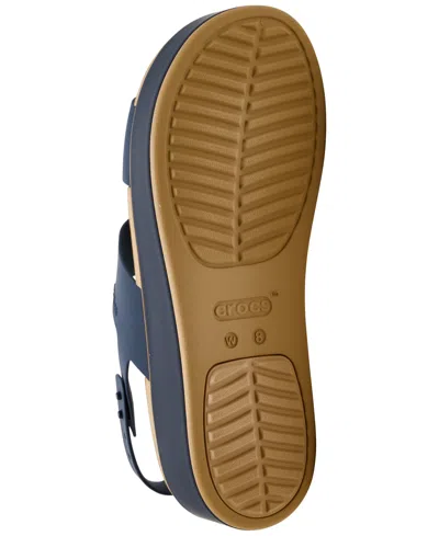 Crocs Brooklyn Low Wedge Matte Wrap Sandal In Blue