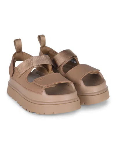 Ugg Rubber Sandals With Embossed Logo In Brown