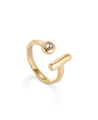 Unode50 Ring Of Metal Alloy Plated In Gold 18k With White Topaz