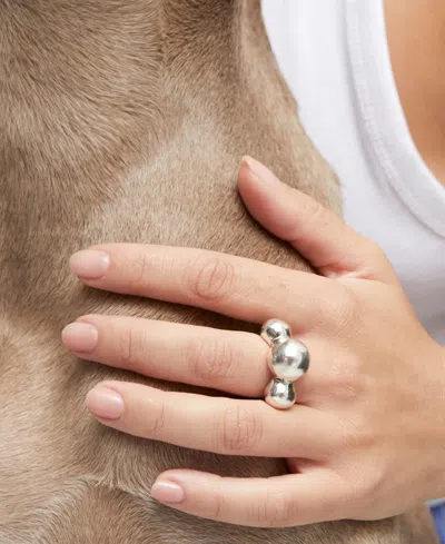 Unode50 Silver-plated Ring With Three Central Balls In Silver