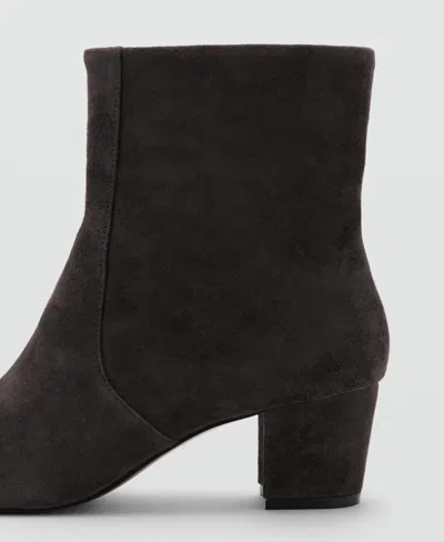 Mango Suede Block Heel Ankle Boot In Brown