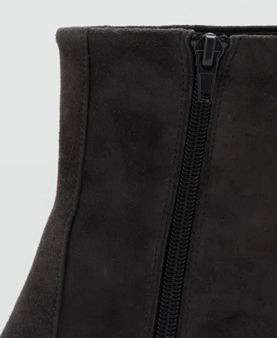 Mango Suede Block Heel Ankle Boot In Brown