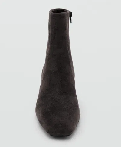 Mango Suede Block Heel Ankle Boot In Brown