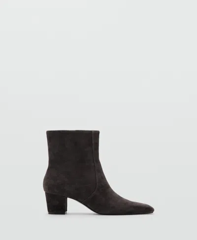 Mango Suede Block Heel Ankle Boot In Brown