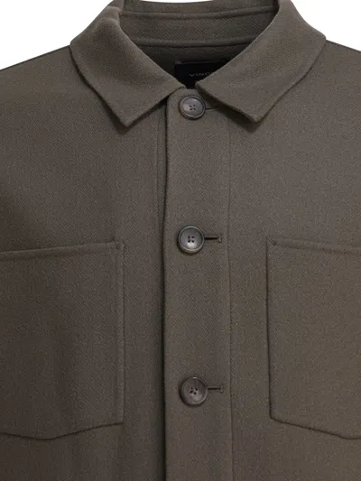 Vince Wool-blend Patch Pocket Overshirt In Brown