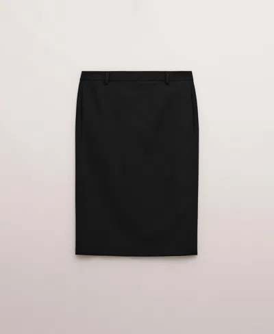 Mango Wool-blend Midi-skirt Black In Black