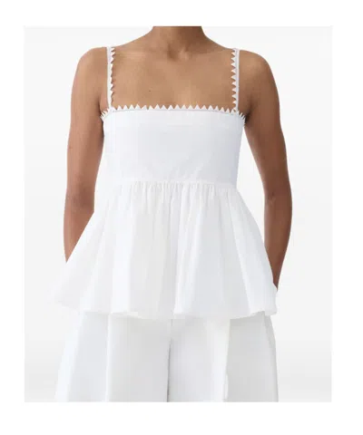 Jacquemus Top Le Haut Traversin White With V-neck And Ruffle Details In Cotton For Women In White