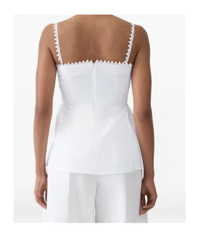 Jacquemus Top Le Haut Traversin White With V-neck And Ruffle Details In Cotton For Women In White