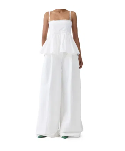 Jacquemus Top Le Haut Traversin White With V-neck And Ruffle Details In Cotton For Women In White