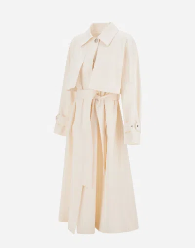 Herno Long Raincoat Belted Waist Buttoned Cuffs Collar In White