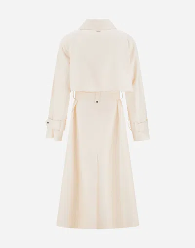 Herno Long Raincoat Belted Waist Buttoned Cuffs Collar In White