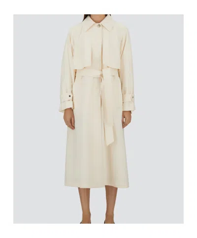 Herno Long Raincoat Belted Waist Buttoned Cuffs Collar In White