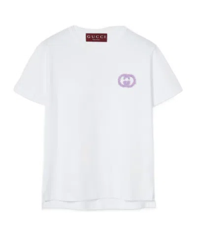 Gucci Terry Interlocking Gg Embroidery T-shirt In White