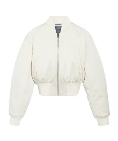 Balenciaga Cropped Bomber Jacket In Technical Faille In Neutral