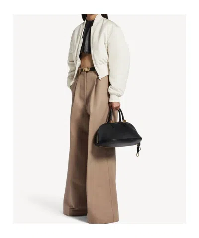Balenciaga Cropped Bomber Jacket In Technical Faille In Neutral