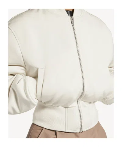 Balenciaga Cropped Bomber Jacket In Technical Faille In Neutral