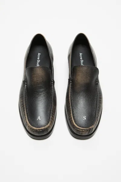 Acne Studios Stitched Leather Loafers In Black