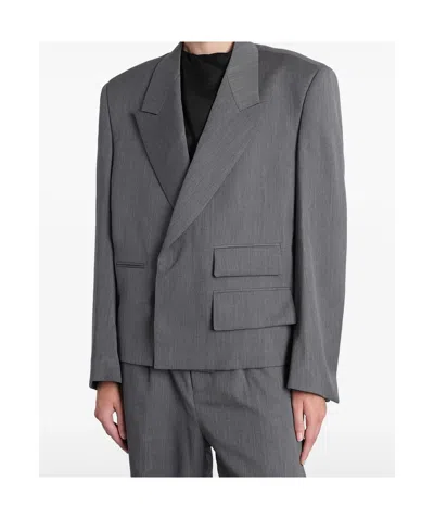 Entire Studios Double-breasted Blazer In Gray