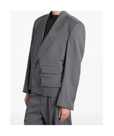 Entire Studios Double-breasted Blazer In Gray
