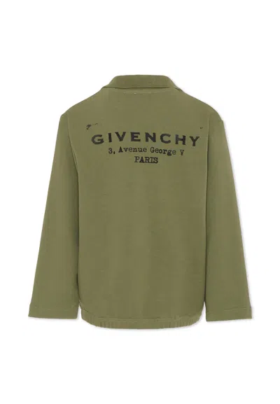Givenchy Collared Long-sleeve Top In Green