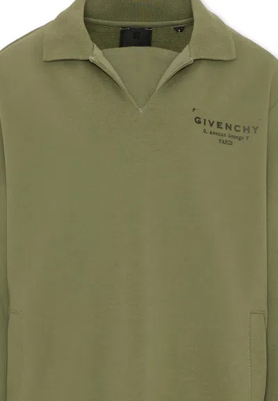 Givenchy Collared Long-sleeve Top In Green