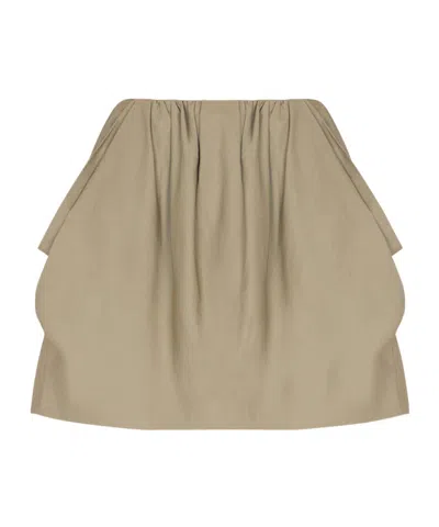 Balmain Cotton Balloon Short Skirt Vert Pale In Neutral
