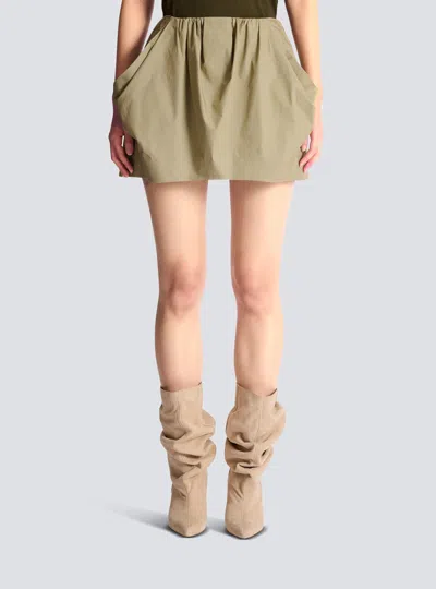 Balmain Cotton Balloon Short Skirt Vert Pale In Neutral