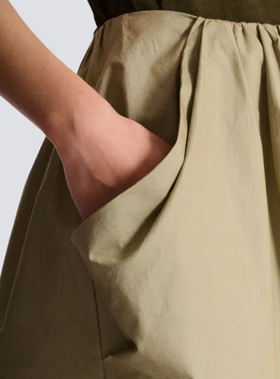Balmain Cotton Balloon Short Skirt Vert Pale In Neutral