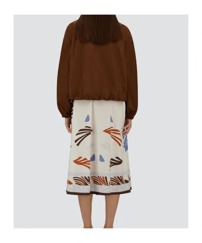 Herno Lightweight White Skirt With Abstract Print And Adjustable Waistband In Multi