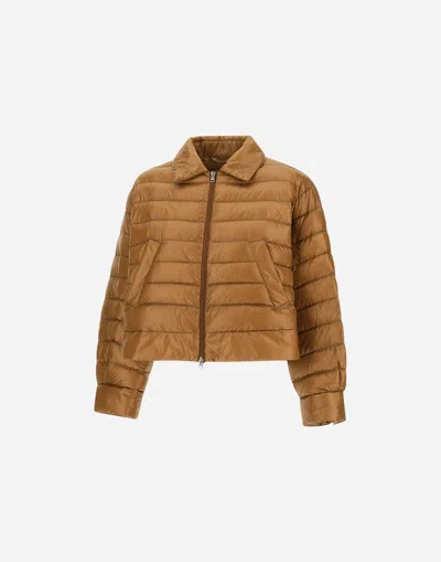 Herno Polo-collar Padded Jacket In Brown