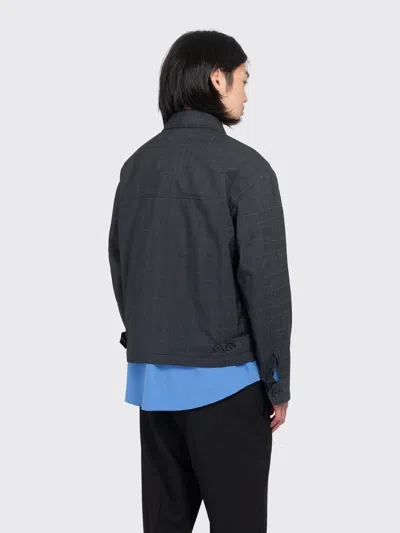 Mfpen Structured Brown Jacket With Front Zipper In Black