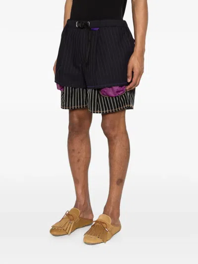 Kolor Striped Double-layer Shorts In Multi