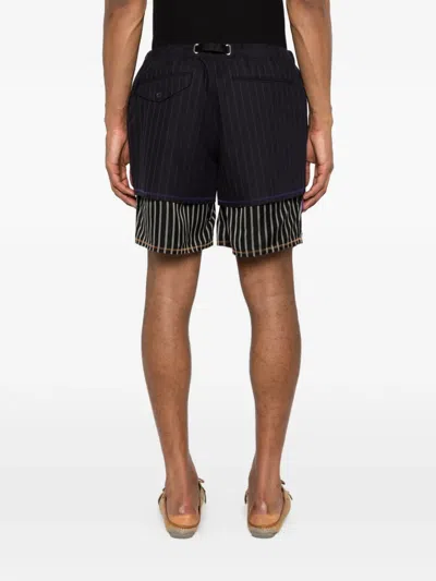 Kolor Striped Double-layer Shorts In Multi
