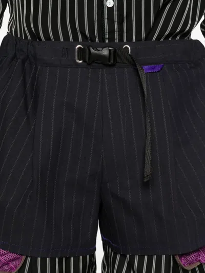 Kolor Striped Double-layer Shorts In Multi