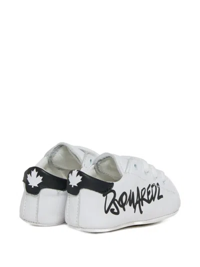 Dsquared2 Logo-graphic Leather Sneakers In White