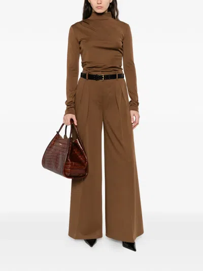 Max Mara Orme Draped Turtleneck Top In Brown