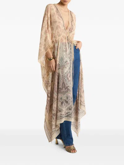Etro Placed Print Kaftan In Neutral