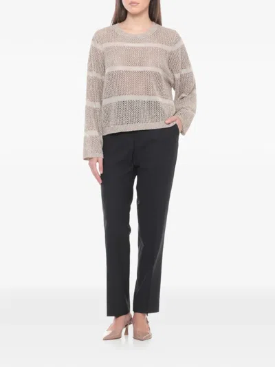 Panicale Sequined Perforated-design Sweatshirt In Neutral