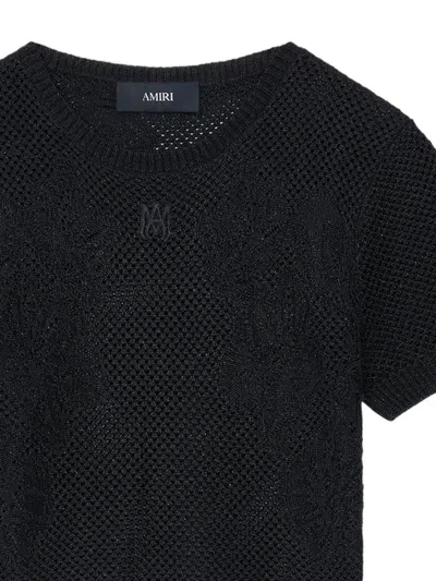 Amiri Open-knit T-shirt In Black