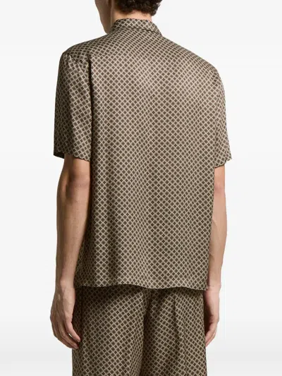 Peserico Buttoned Patterned Shirt In Brown