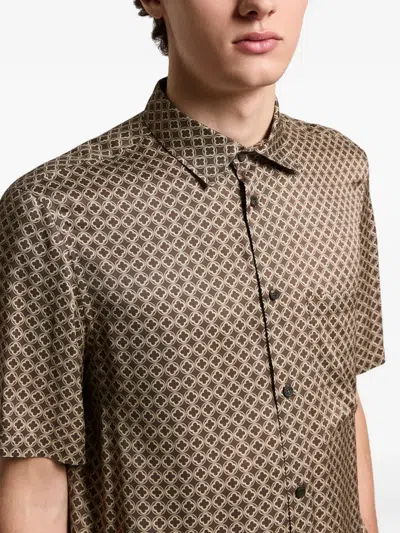 Peserico Buttoned Patterned Shirt In Brown