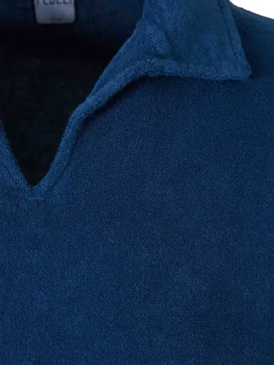 Fedeli V-neck T-shirt In Blue