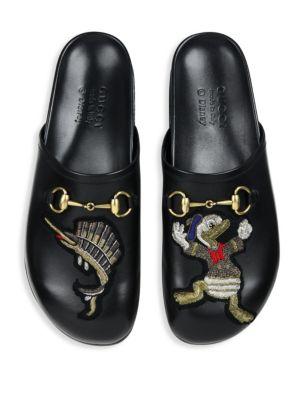 gucci river leather clogs