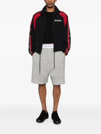Dsquared2 Oversize Logo Repeated Waistband Shorts In Gray