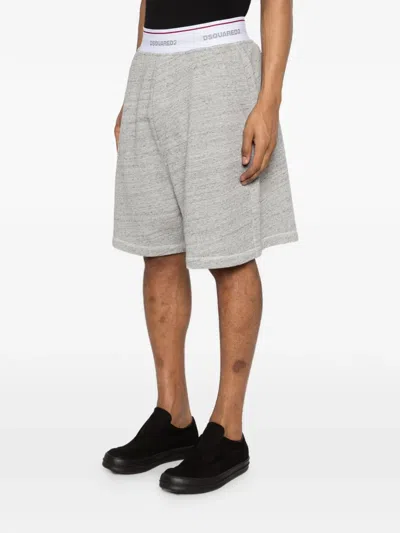 Dsquared2 Oversize Logo Repeated Waistband Shorts In Gray