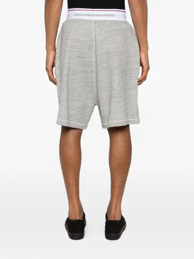 Dsquared2 Oversize Logo Repeated Waistband Shorts In Gray